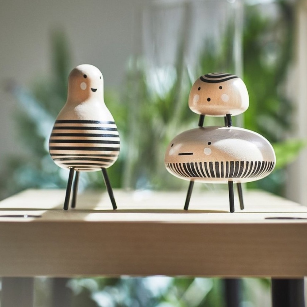 Set of 3 - IKEA DVARGTALL Decorative Figure Solid Wood/black 505.376.64